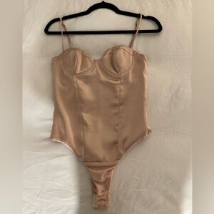 Zara Champagne Satin Bodysuit